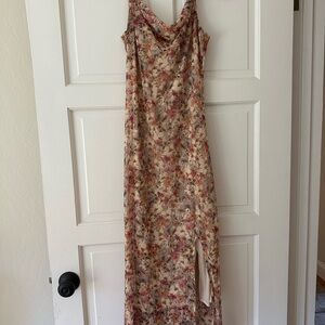 Sage the Label - pink and cream cowl neck midi dress